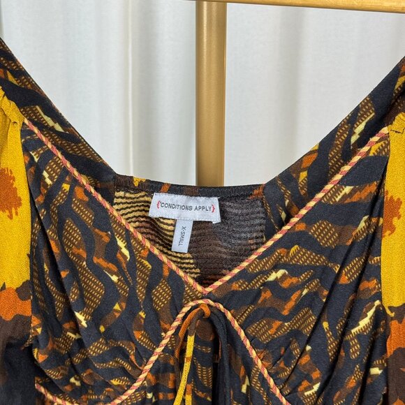 Anthropologie CONDITIONS APPLY Boho Statement Sleeves Smocked Peasant Blouse XS - Picture 6 of 7